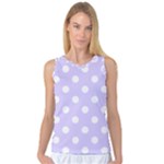 Polka Dots - White on Pale Lavender Violet Women s Basketball Tank Top