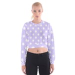 Polka Dots - White on Pale Lavender Violet Women s Cropped Sweatshirt