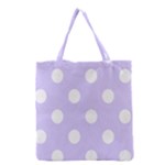 Polka Dots - White on Pale Lavender Violet Grocery Tote Bag