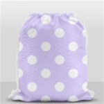 Polka Dots - White on Pale Lavender Violet Drawstring Bag (Small)