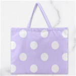 Polka Dots - White on Pale Lavender Violet Zipper Large Tote Bag