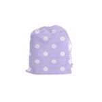 Polka Dots - White on Pale Lavender Violet Drawstring Pouch (S)