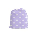 Polka Dots - White on Pale Lavender Violet Drawstring Pouch (M)