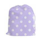 Polka Dots - White on Pale Lavender Violet Drawstring Pouch (XXl)
