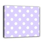 Polka Dots - White on Pale Lavender Violet Deluxe Canvas 24  x 20  (Stretched)