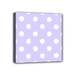 Polka Dots - White on Pale Lavender Violet Mini Canvas 4  x 4  (Stretched)