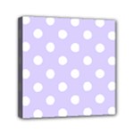 Polka Dots - White on Pale Lavender Violet Mini Canvas 6  x 6  (Stretched)