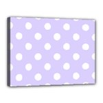 Polka Dots - White on Pale Lavender Violet Canvas 16  x 12  (Stretched)