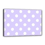 Polka Dots - White on Pale Lavender Violet Canvas 18  x 12  (Stretched)