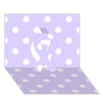 Polka Dots - White on Pale Lavender Violet Ribbon 3D Greeting Card (7x5)