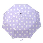 Polka Dots - White on Pale Lavender Violet Folding Umbrella
