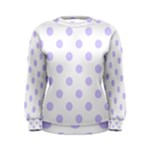 Polka Dots - Pale Lavender Violet on White Women s Sweatshirt