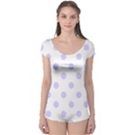 Polka Dots - Pale Lavender Violet on White Boyleg Leotard (Ladies)