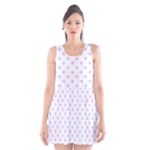 Polka Dots - Pale Lavender Violet on White Scoop Neck Skater Dress