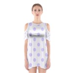 Polka Dots - Pale Lavender Violet on White Women s Cutout Shoulder Dress