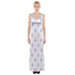 Polka Dots - Pale Lavender Violet on White Maxi Thigh Split Dress