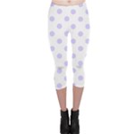 Polka Dots - Pale Lavender Violet on White Capri Leggings