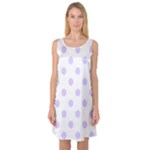 Polka Dots - Pale Lavender Violet on White Sleeveless Satin Nightdress
