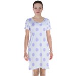Polka Dots - Pale Lavender Violet on White Short Sleeve Nightdress
