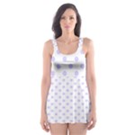 Polka Dots - Pale Lavender Violet on White Skater Dress Swimsuit