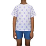 Polka Dots - Pale Lavender Violet on White Kid s Short Sleeve Swimwear