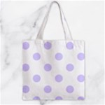 Polka Dots - Pale Lavender Violet on White Zipper Grocery Tote Bag