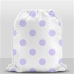 Polka Dots - Pale Lavender Violet on White Drawstring Bag (Small)