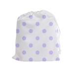 Polka Dots - Pale Lavender Violet on White Drawstring Pouch (XL)