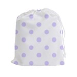 Polka Dots - Pale Lavender Violet on White Drawstring Pouch (XXl)