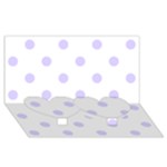 Polka Dots - Pale Lavender Violet on White Twin Heart Bottom 3D Greeting Card (8x4)