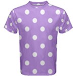Polka Dots - White on Bright Lavender Violet Men s Cotton Tee