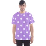 Polka Dots - White on Bright Lavender Violet Men s Sport Mesh Tee