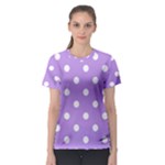 Polka Dots - White on Bright Lavender Violet Women s Sport Mesh Tee
