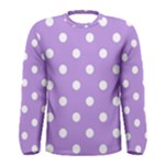 Polka Dots - White on Bright Lavender Violet Men s Long Sleeve T-shirt