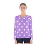 Polka Dots - White on Bright Lavender Violet Women s Long Sleeve T-shirt