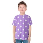 Polka Dots - White on Bright Lavender Violet Kid s Cotton Tee