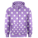 Polka Dots - White on Bright Lavender Violet Men s Zipper Hoodie