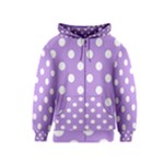 Polka Dots - White on Bright Lavender Violet Kid s Zipper Hoodie