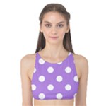Polka Dots - White on Bright Lavender Violet Tank Bikini Top
