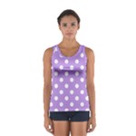 Polka Dots - White on Bright Lavender Violet Women s Sport Tank Top