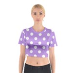 Polka Dots - White on Bright Lavender Violet Cotton Crop Top