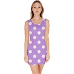 Polka Dots - White on Bright Lavender Violet Bodycon Dress