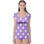 Polka Dots - White on Bright Lavender Violet Boyleg Leotard (Ladies)