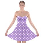 Polka Dots - White on Bright Lavender Violet Strapless Bra Top Dress
