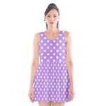 Polka Dots - White on Bright Lavender Violet Scoop Neck Skater Dress
