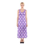 Polka Dots - White on Bright Lavender Violet Full Print Maxi Dress