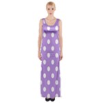 Polka Dots - White on Bright Lavender Violet Maxi Thigh Split Dress