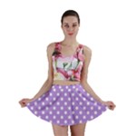 Polka Dots - White on Bright Lavender Violet Mini Skirt