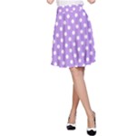 Polka Dots - White on Bright Lavender Violet A-Line Skirt