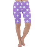 Polka Dots - White on Bright Lavender Violet Cropped Leggings